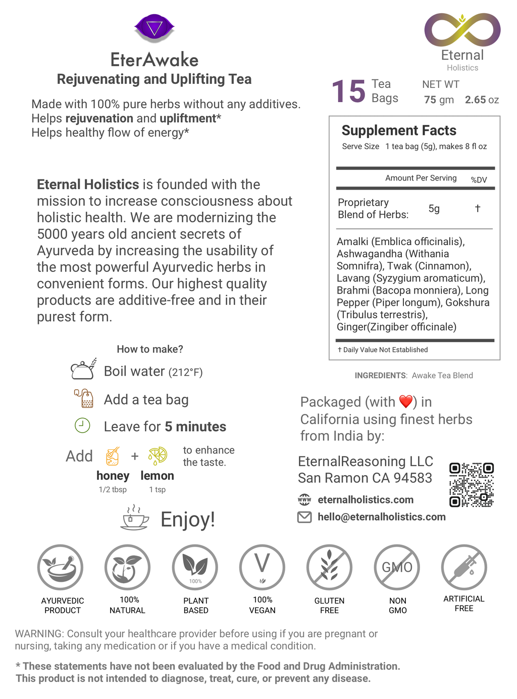 EterAwake - Ayurvedic Rejuvenating and Uplifting Tea