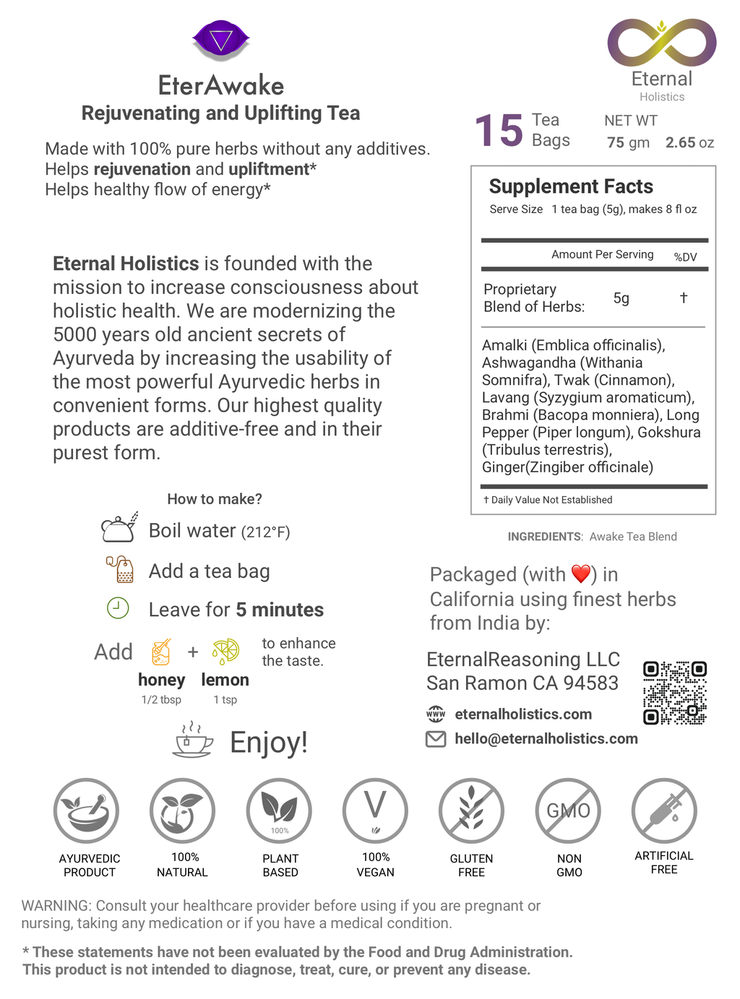 EterAwake - Ayurvedic Rejuvenating and Uplifting Tea