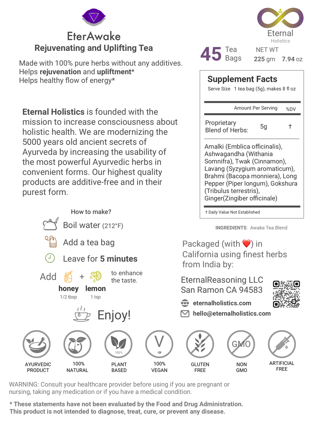 EterAwake - Ayurvedic Rejuvenating and Uplifting Tea